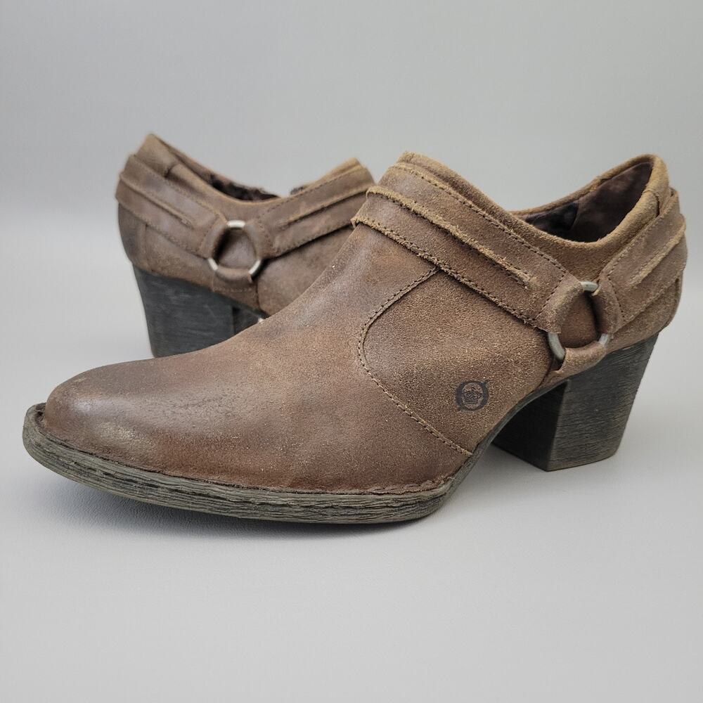 Born Boots Womens 10 M Shelby Brown Leather Booties Harness Riding Distressed